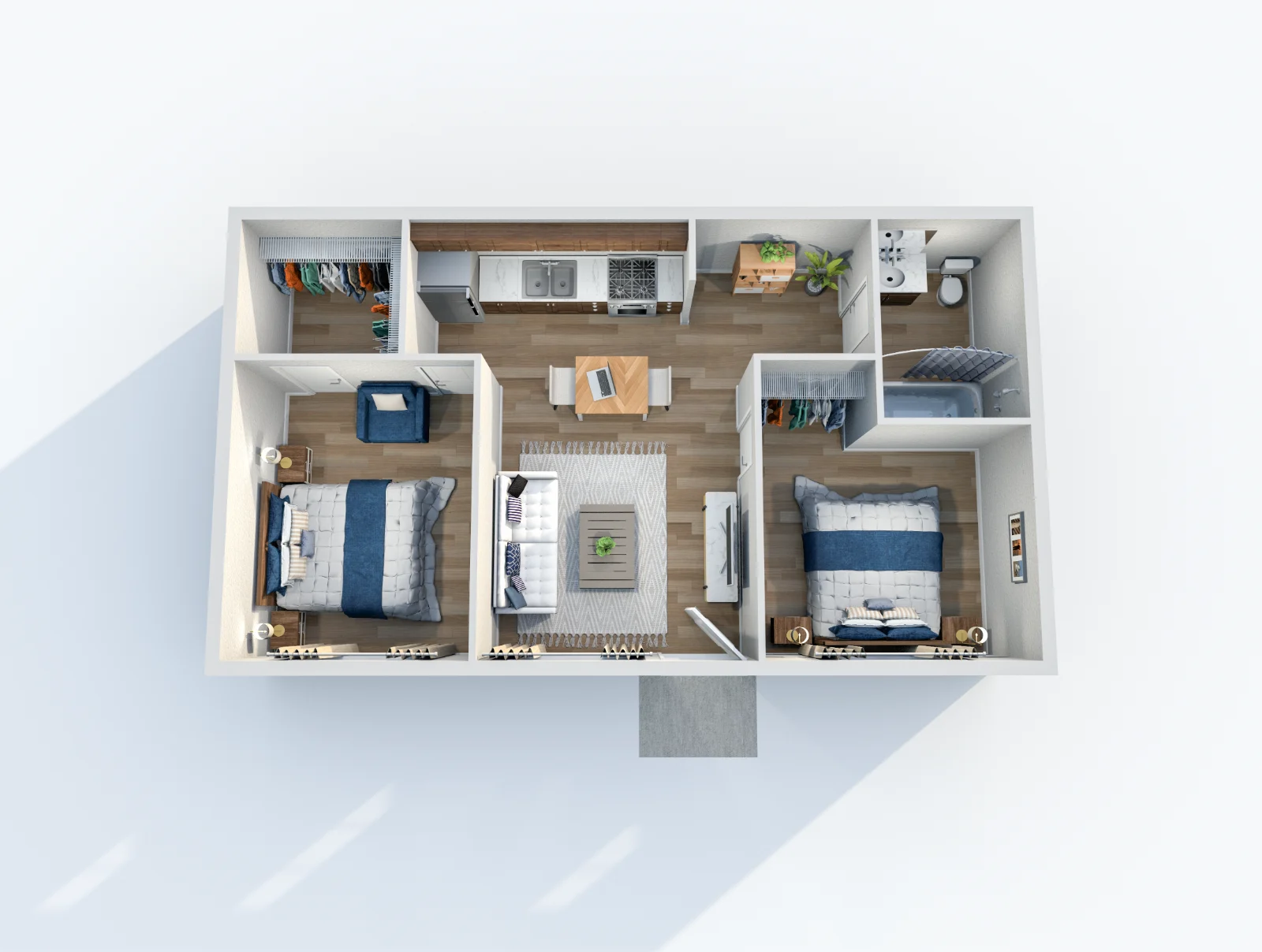 Residence at McDowell — floor plan, 2 bed · 1 bath · 660 sq ft